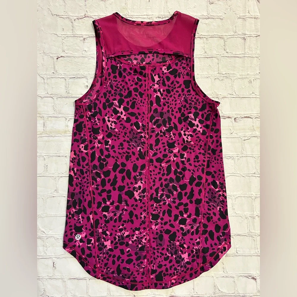 Lululemon Sculpt Workout Performance Tank Small Purple Cheetah Print Reflective